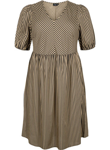 Viskose-Kleid mit gestreiftem Druck, Coriander/Bl. Stripe, Packshot image number 0