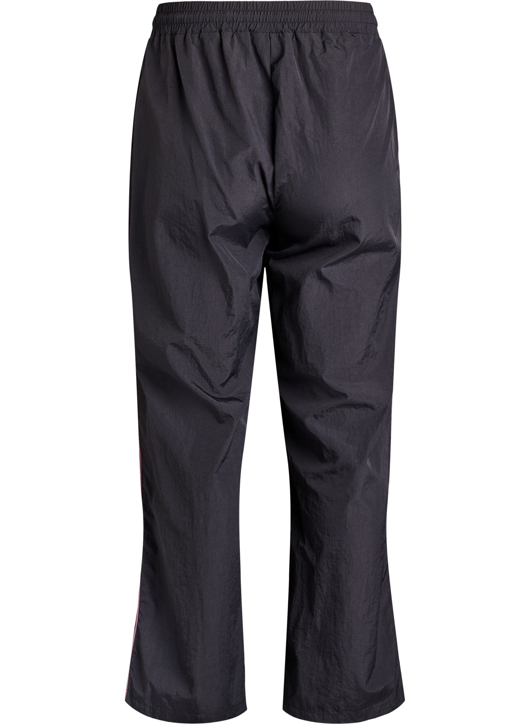 Zizzi Leichte Hose mit Kontrastpaspeln und hoher Taille, Schwarz, Packshot image number 1