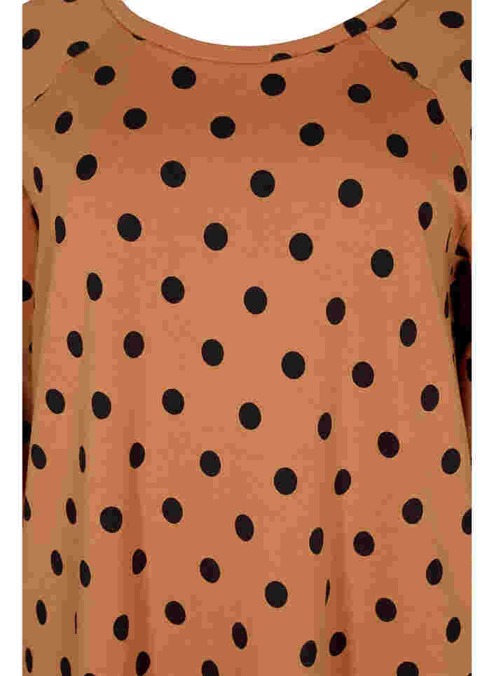 Kleid mit Punktmustern und 3/4 Ärmeln, Almond Black Dot, Packshot image number 2