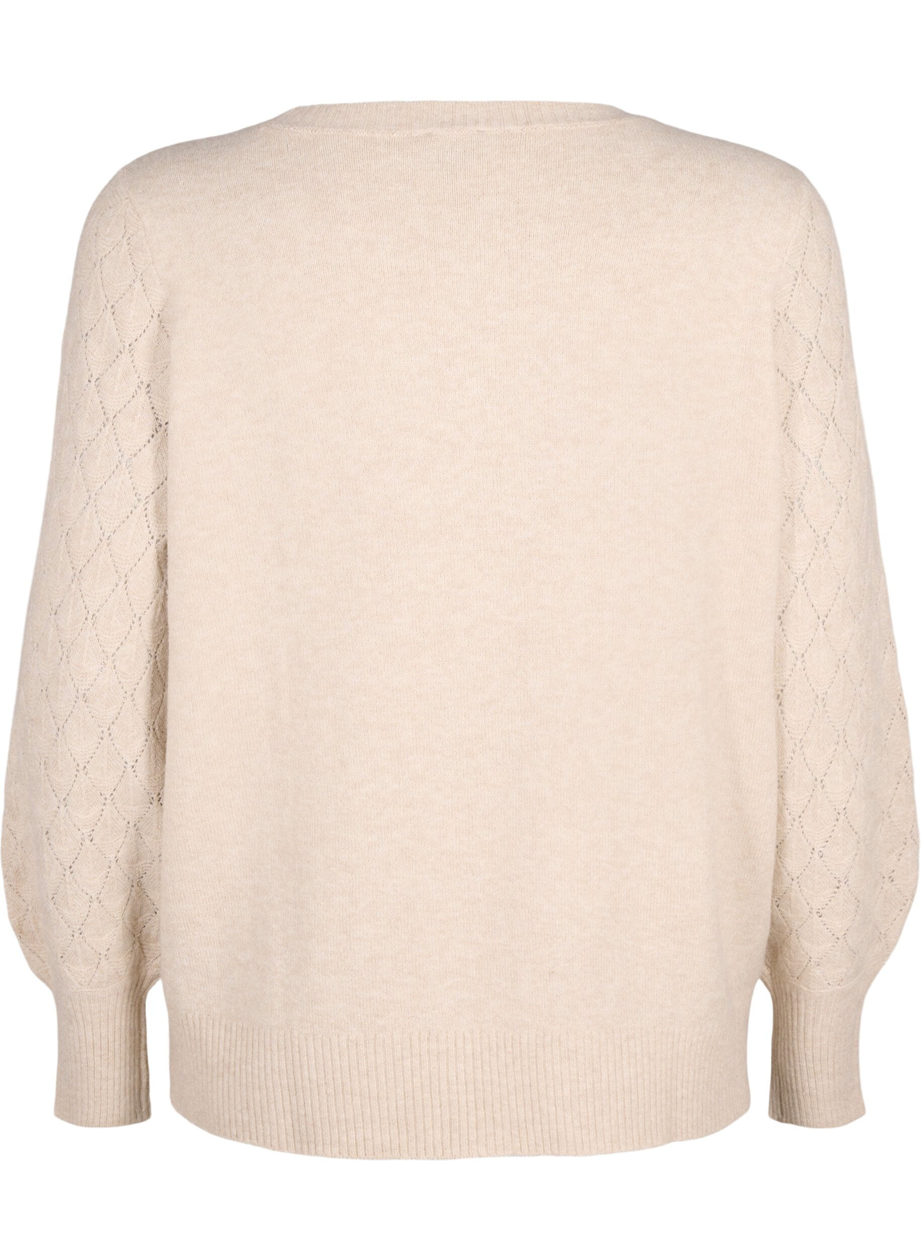 Zizzi  Strickbluse mit Spitzenmuster, Pumice Stone Mel., Packshot image number 1