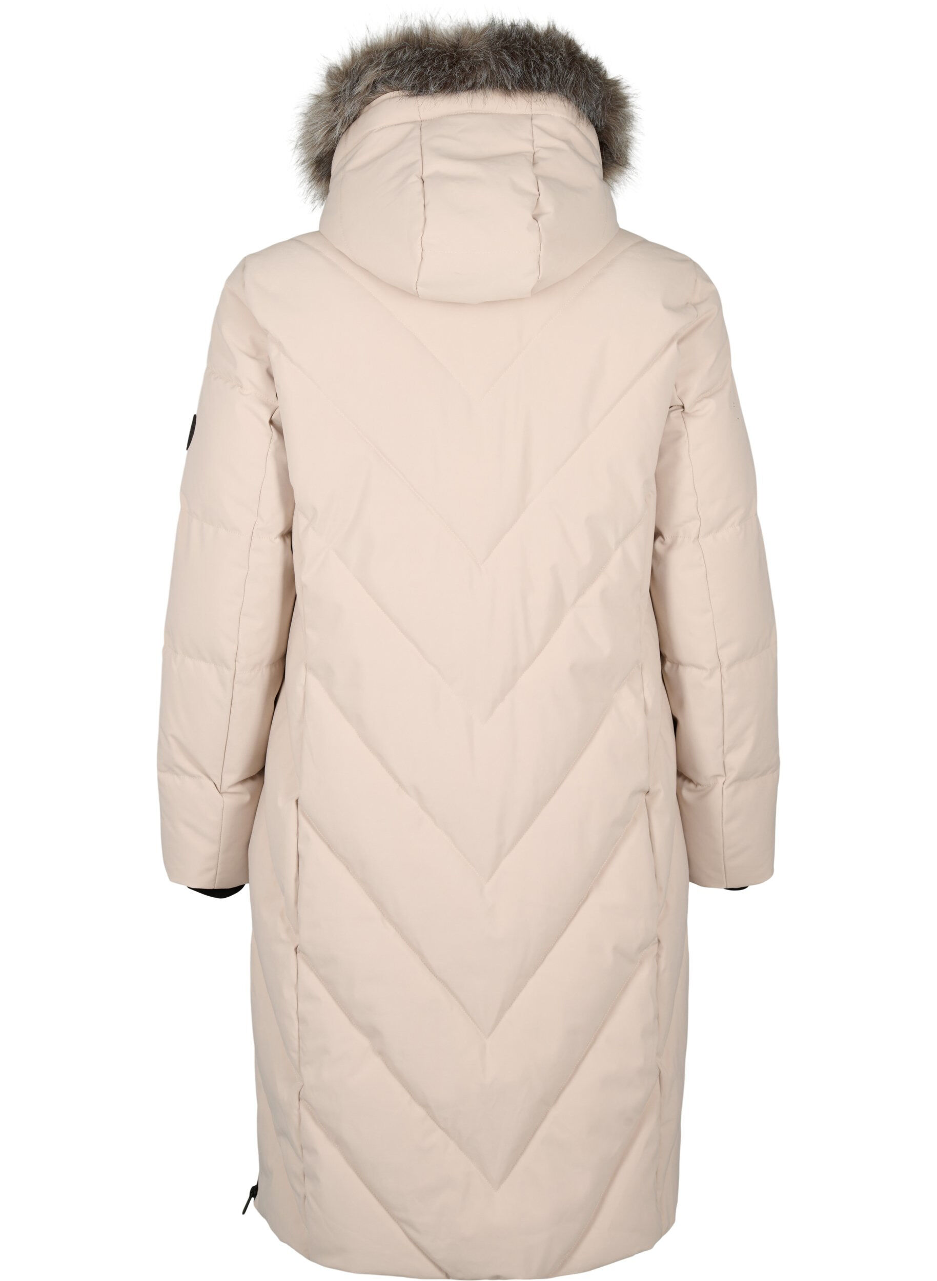 ZizziLanger Wintermantel mit Hakenverschl&uuml;ssen und Kunstfellkragen, Beige, Packshot image number 1