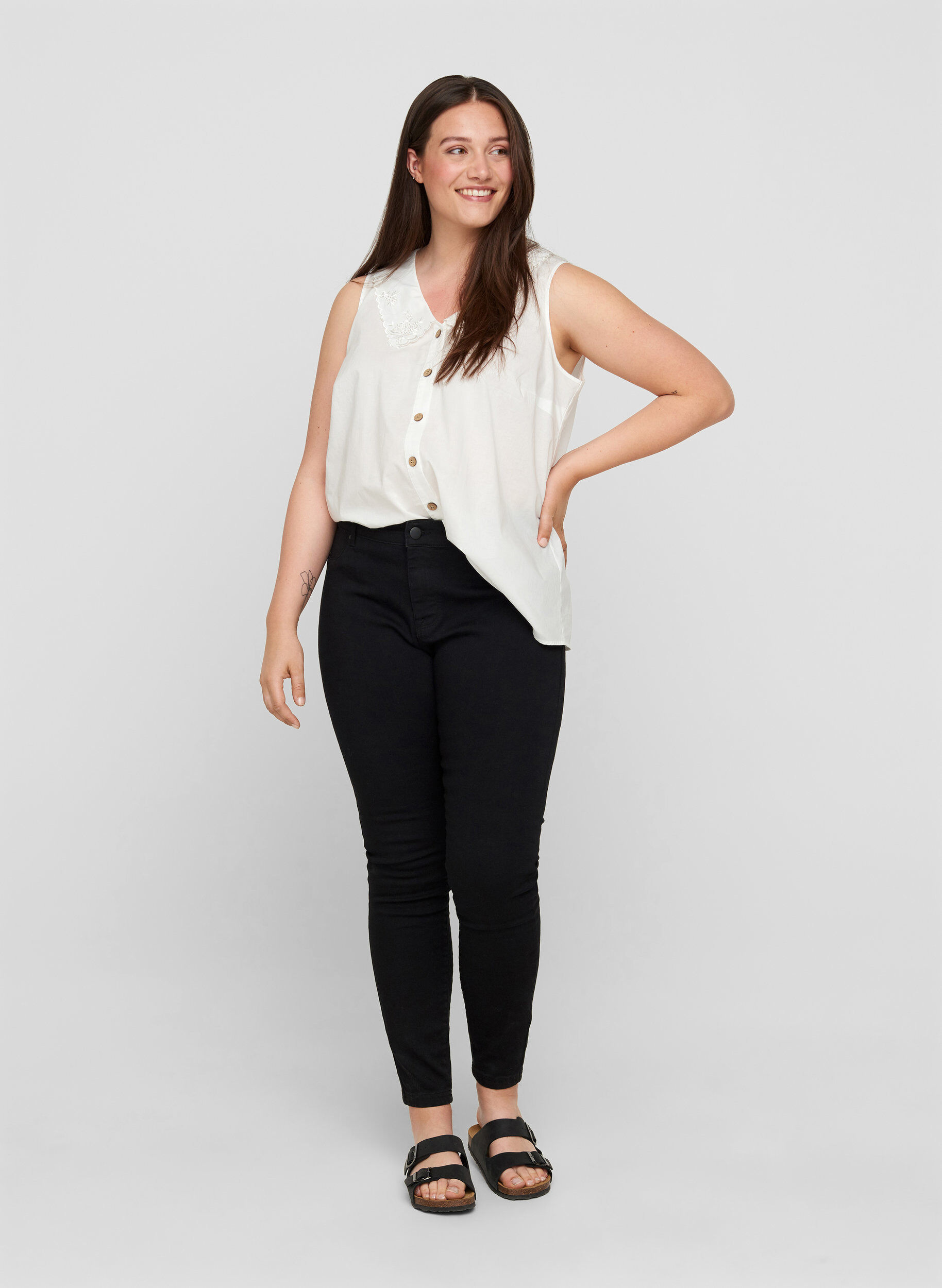 Zizzi Jeggings aus Baumwollmischung, Black, Model image number 0