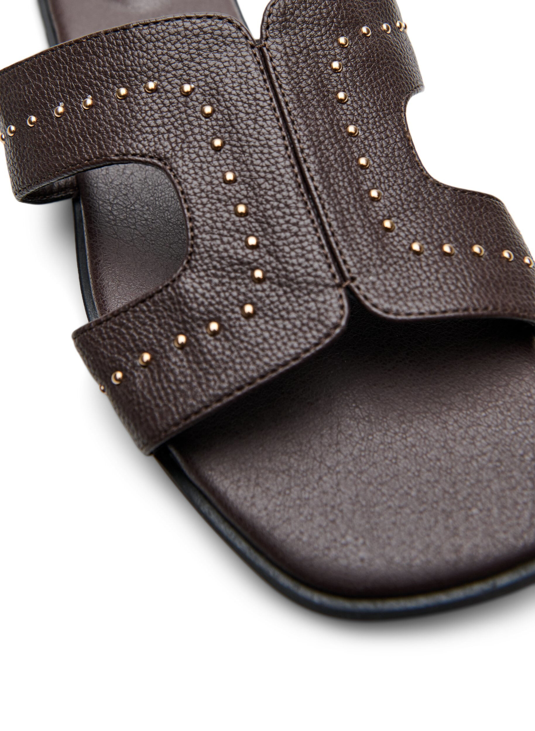 Zizzi Flache Sandalen mit Nieten, Braun, Packshot image number 3