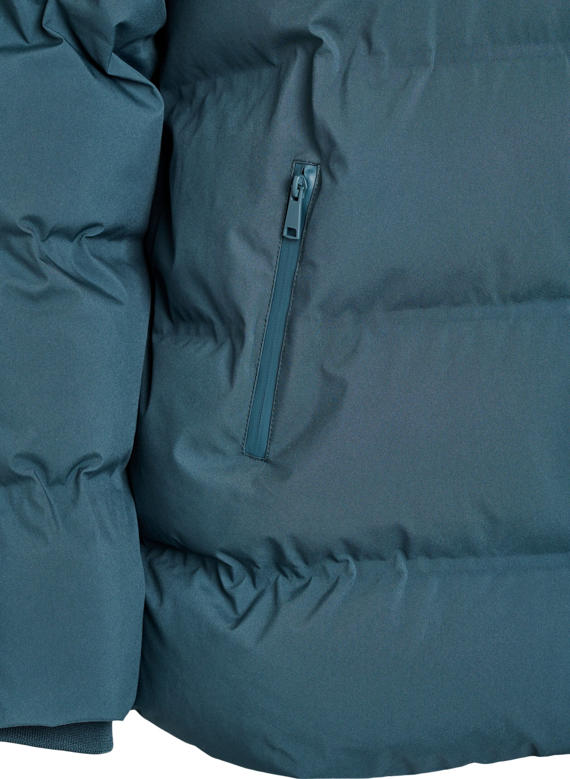 Zizzi Kurze Steppjacke mit abnehmbarer Kapuze, Gr&uuml;n, Packshot image number 3