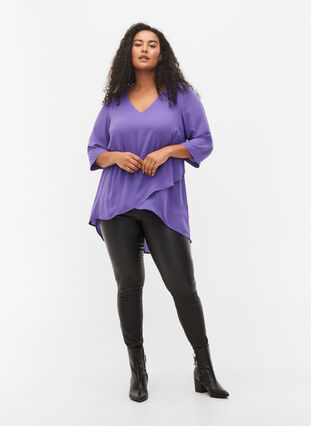 Bluse mit 3/4 Ärmeln und V-Ausschnitt, Ultra Violet, Model image number 2