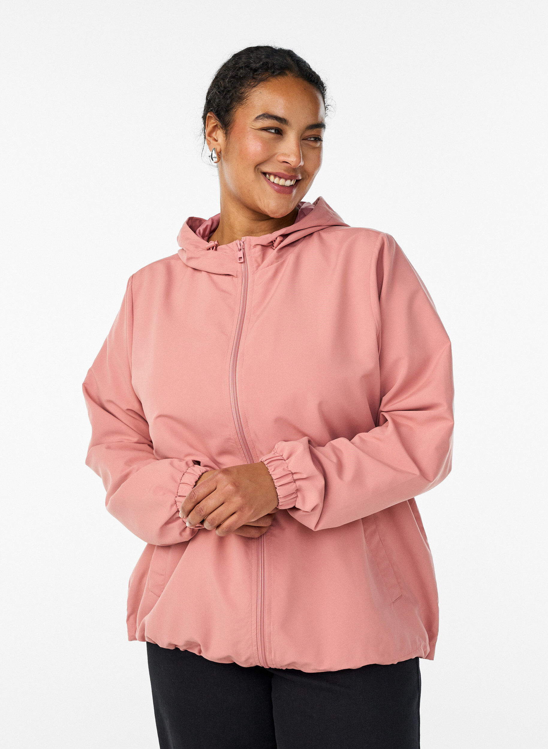 Zizzi Leichte Jacke mit Kapuze und Rei&szlig;verschluss, Rot, Model image number 0