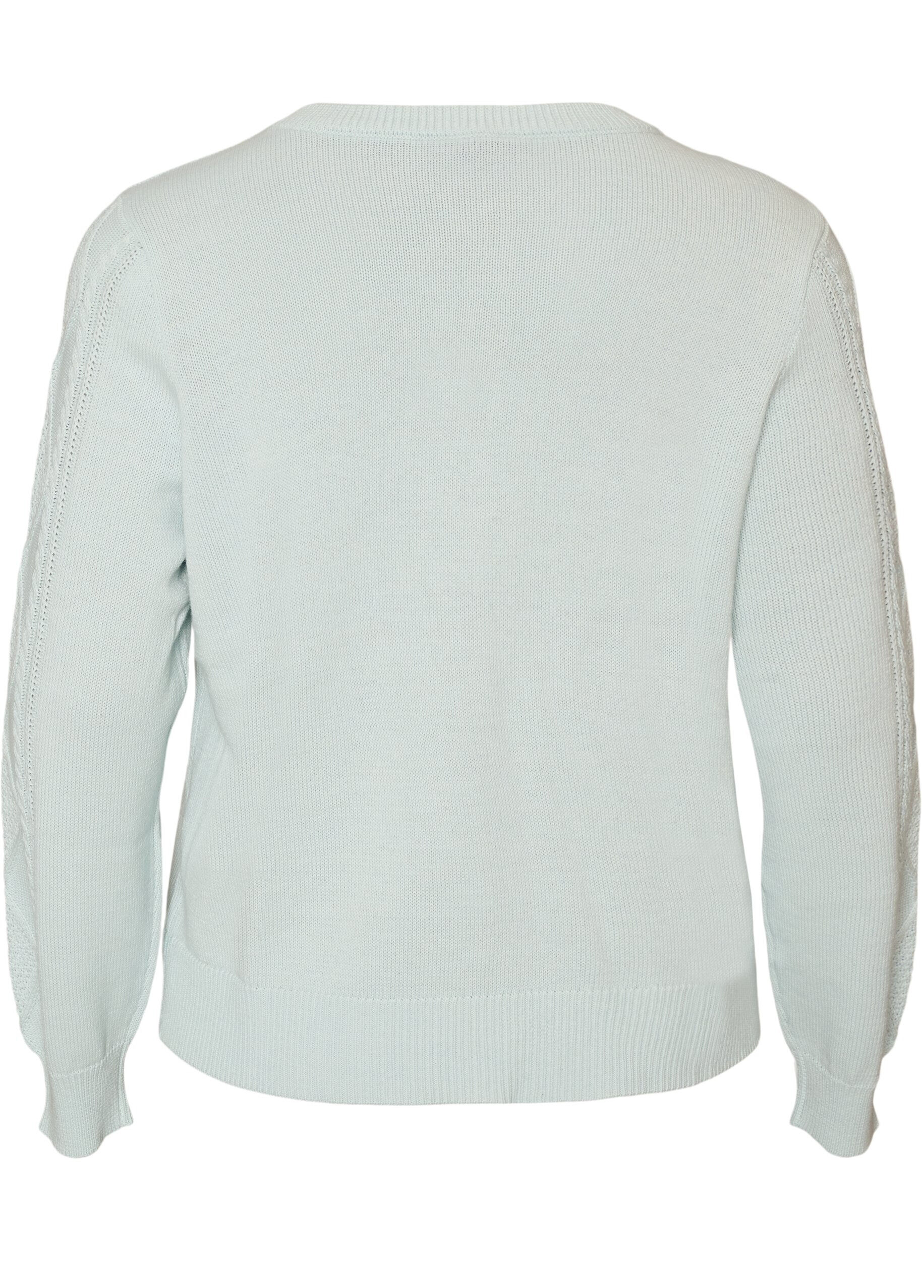 ZizziStrickjacke mit Zopfmuster und dekorativen Kn&ouml;pfen, Blau, Packshot image number 1