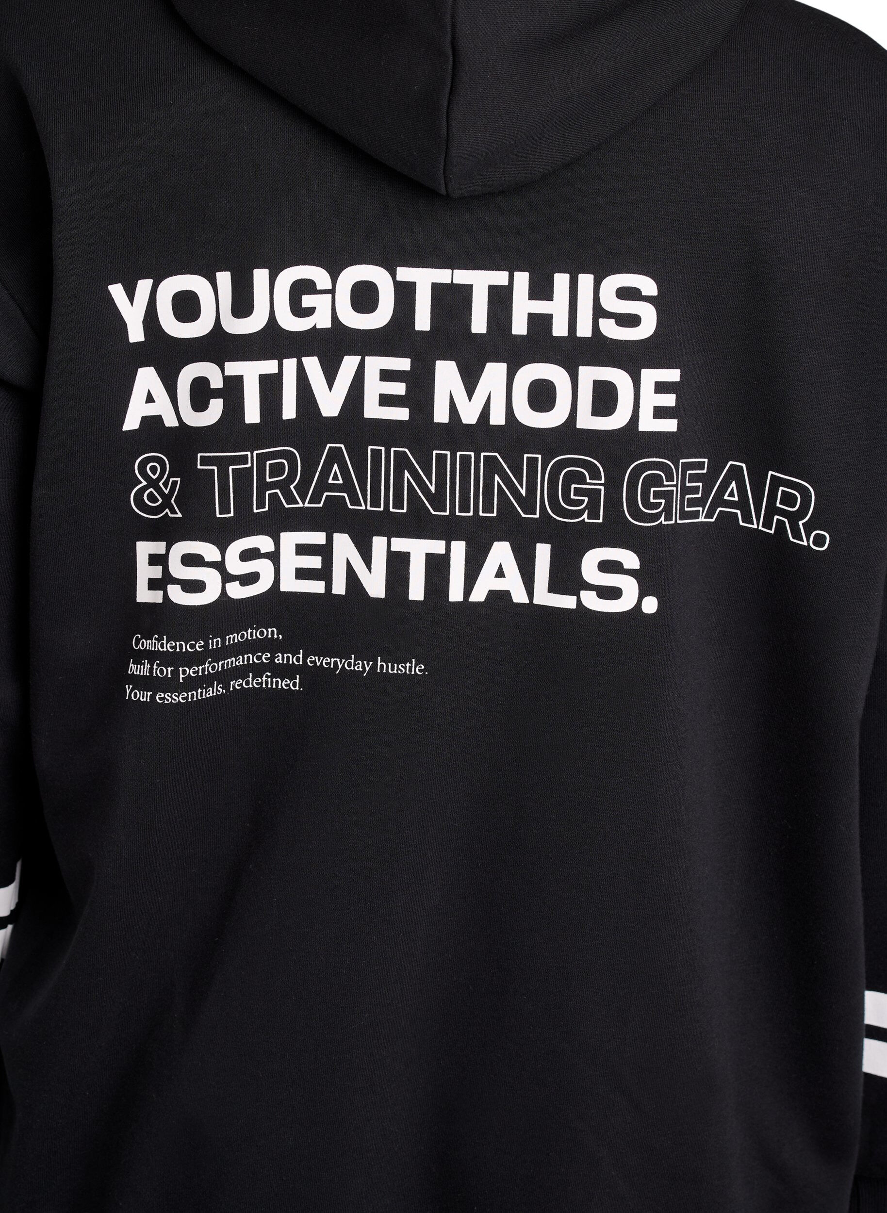 Zizzi Lange Sweat-Strickjacke mit Printdetails, Schwarz, Packshot image number 3