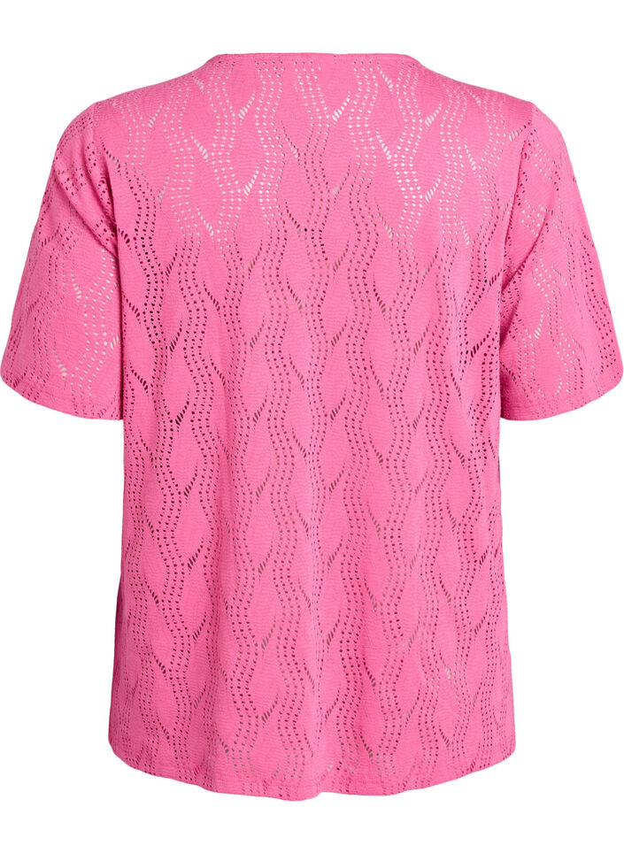 FLASH - Jersey-Shirt mit Lochmuster, Pink, Packshot image number 1