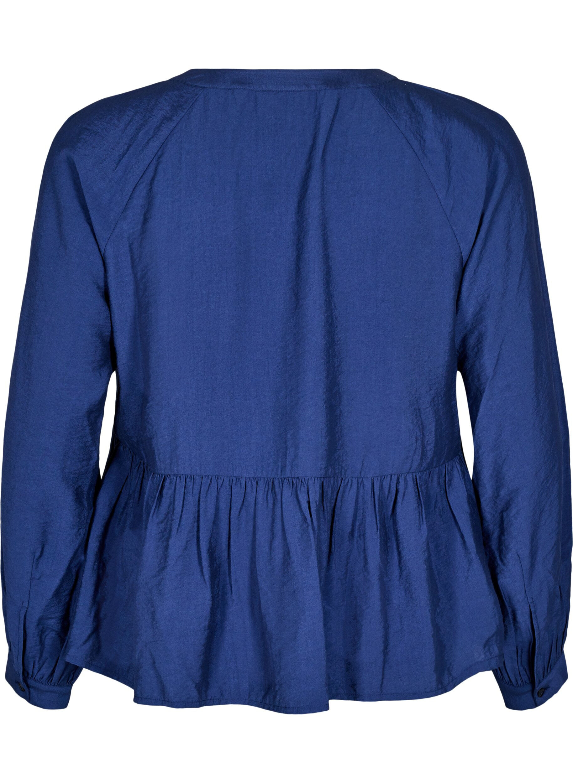 Zizzi Bluse mit Schleife und langen &Auml;rmeln, Blau, Packshot image number 1