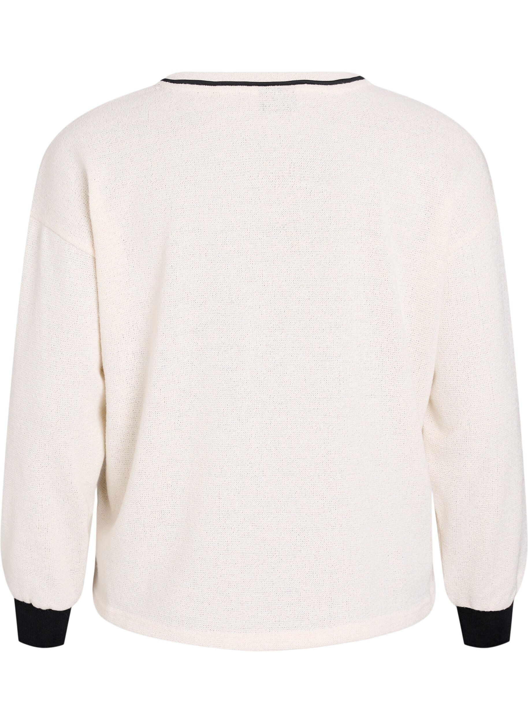 Zizzi Sweatshirt aus strukturiertem Jersey mit Frontprint, Beige, Packshot image number 1