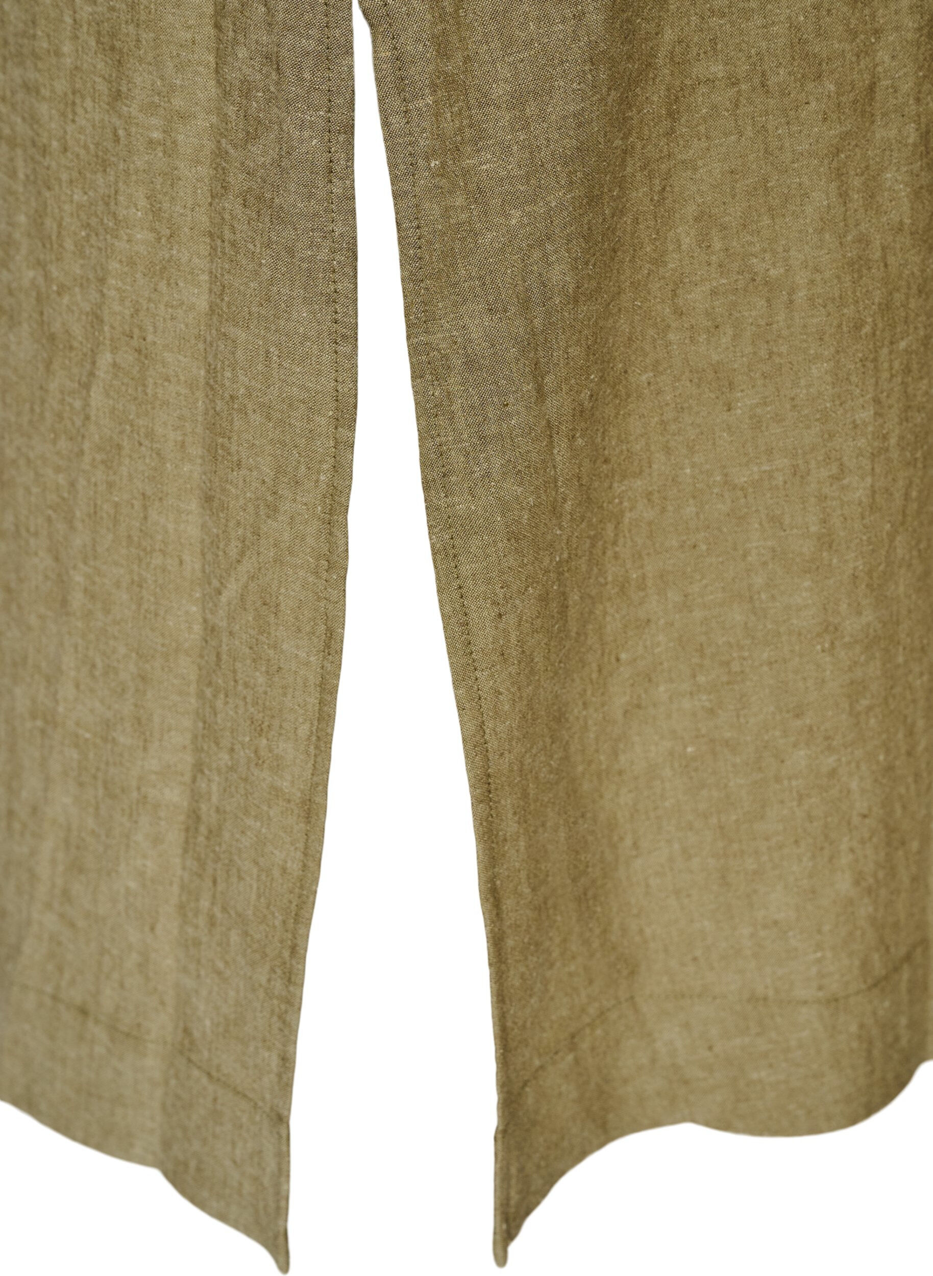 Zizzi Midikleid aus Leinen und Viskose mit 1/2-&Auml;rmeln, Gr&uuml;n, Packshot image number 3