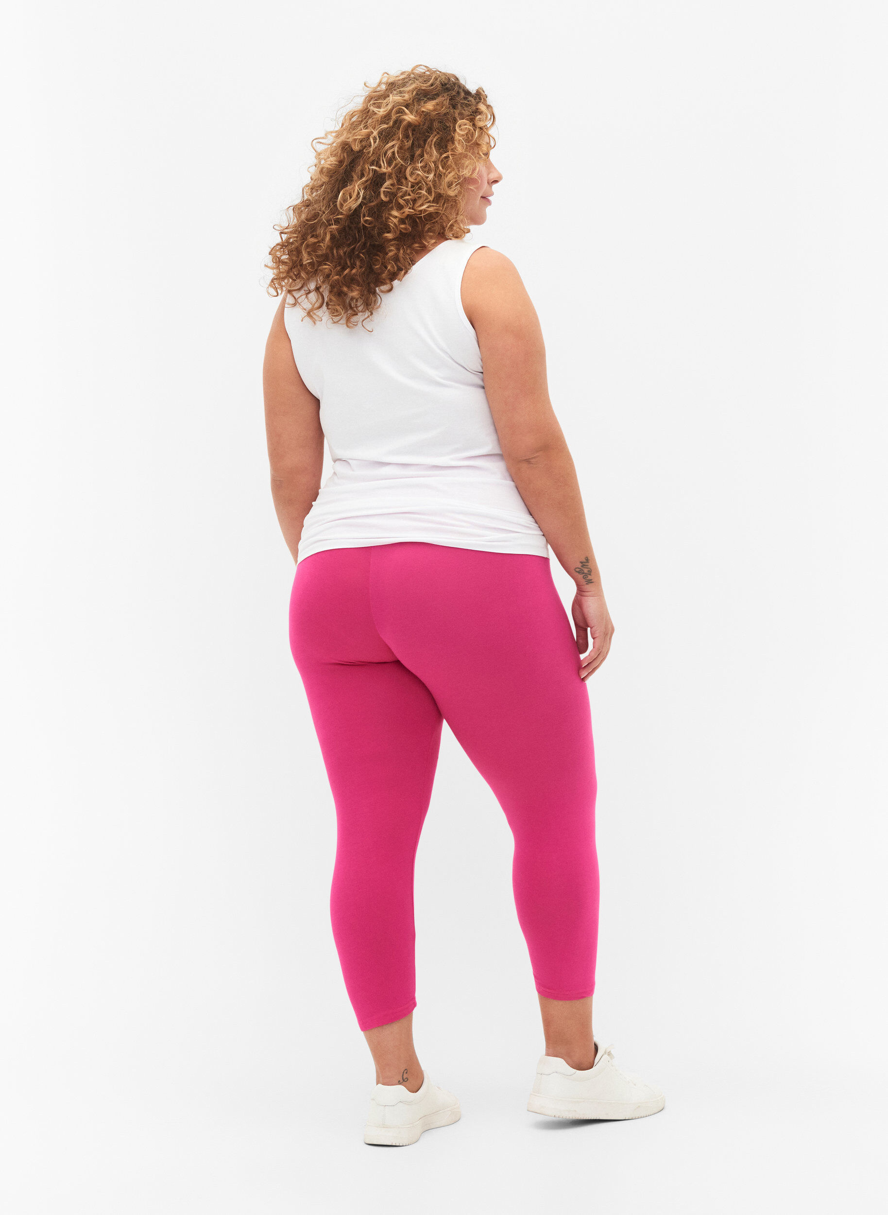 Zizzi Basic 3/4-Leggings aus Viskose, Pink, Model image number 2