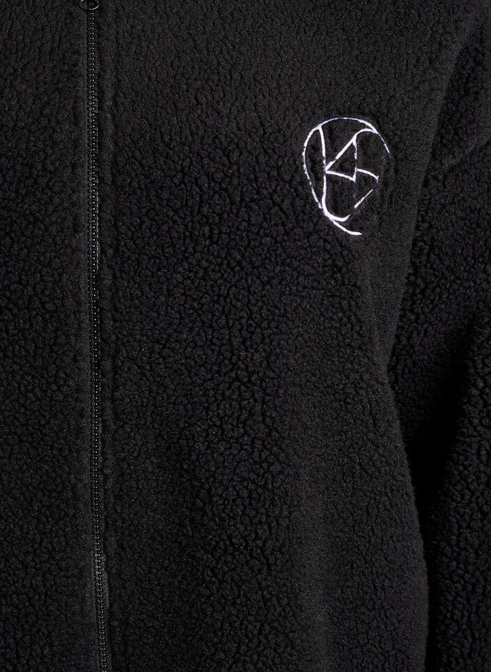 Jacke aus Teddyfleece mit Streifendetails, Schwarz, Packshot image number 2