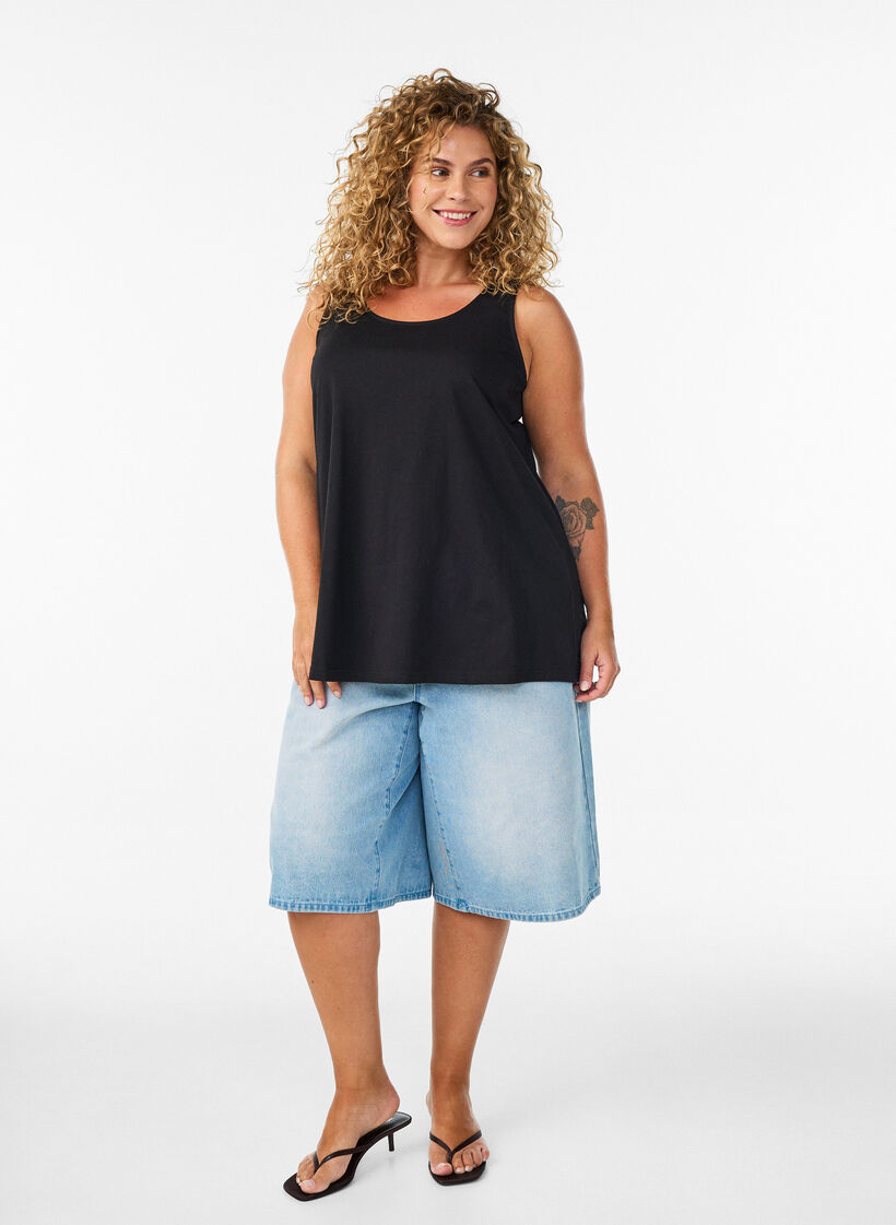 Top aus Baumwolle mit A-Linie, Schwarz, Model image number 1