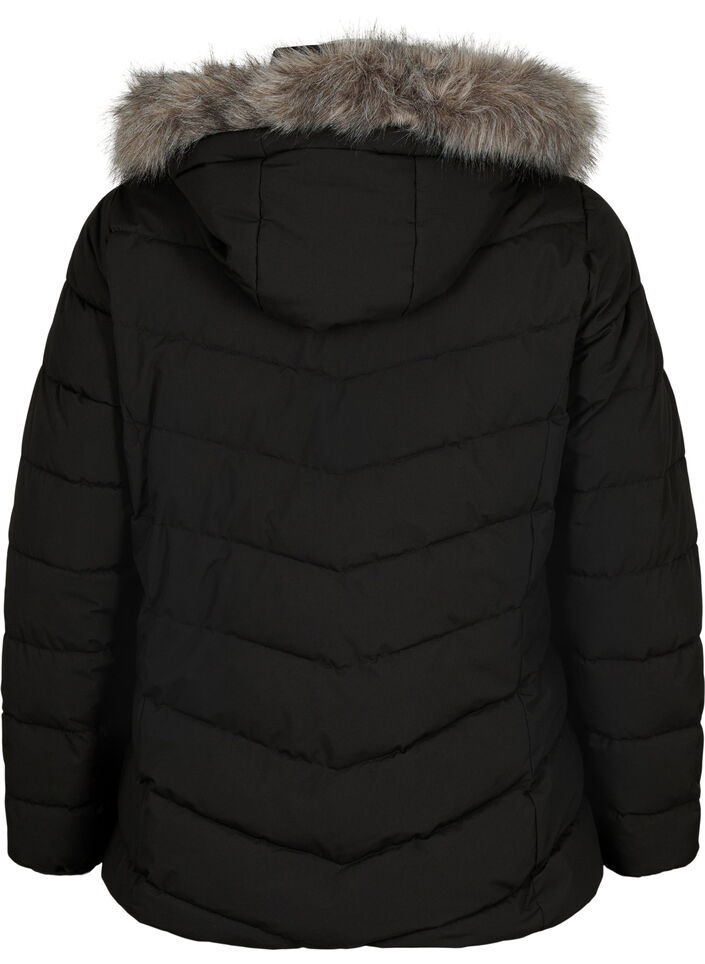 Kurze Steppjacke mit Kapuze, Schwarz, Packshot image number 1