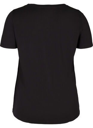 Baumwoll T-Shirt mit Print, Black, Packshot image number 1