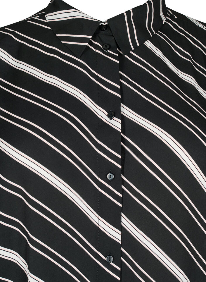 Gemusterte Bluse mit langen Ärmeln, Black Stripe, Packshot image number 2