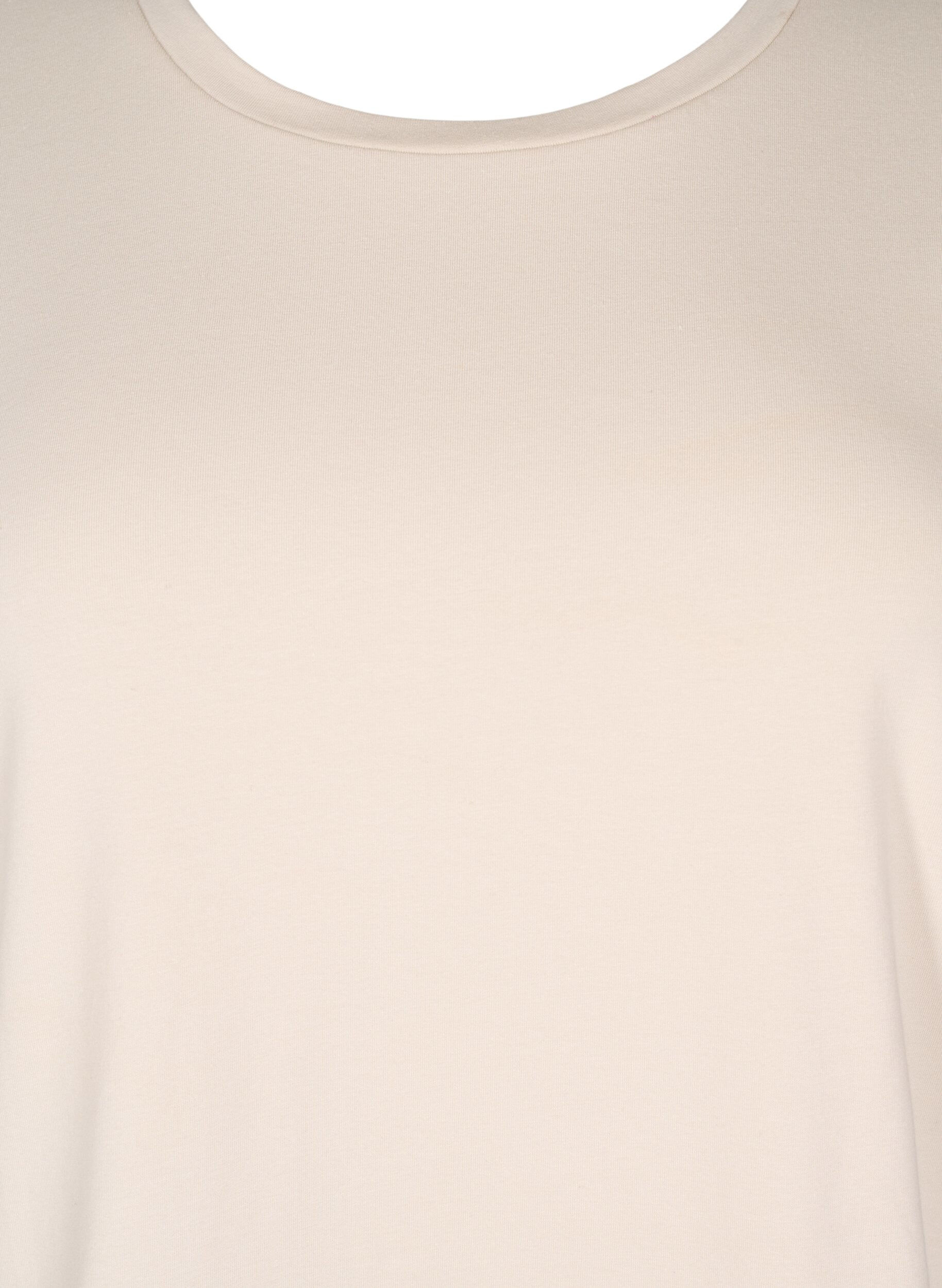 Zizzi T-Shirt Mit Broderie Anglaise Und Gewellten Kanten, Beige, Packshot image number 2