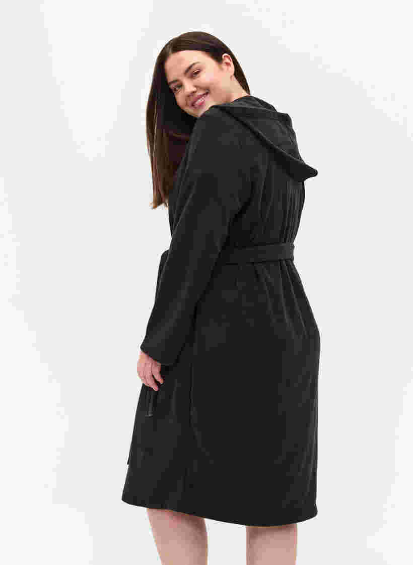 Morgenmantel mit Kapuze und Taschen, Black, Model image number 1