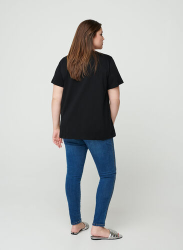 Baumwoll Kurzarm T-Shirt, Black, Model image number 1