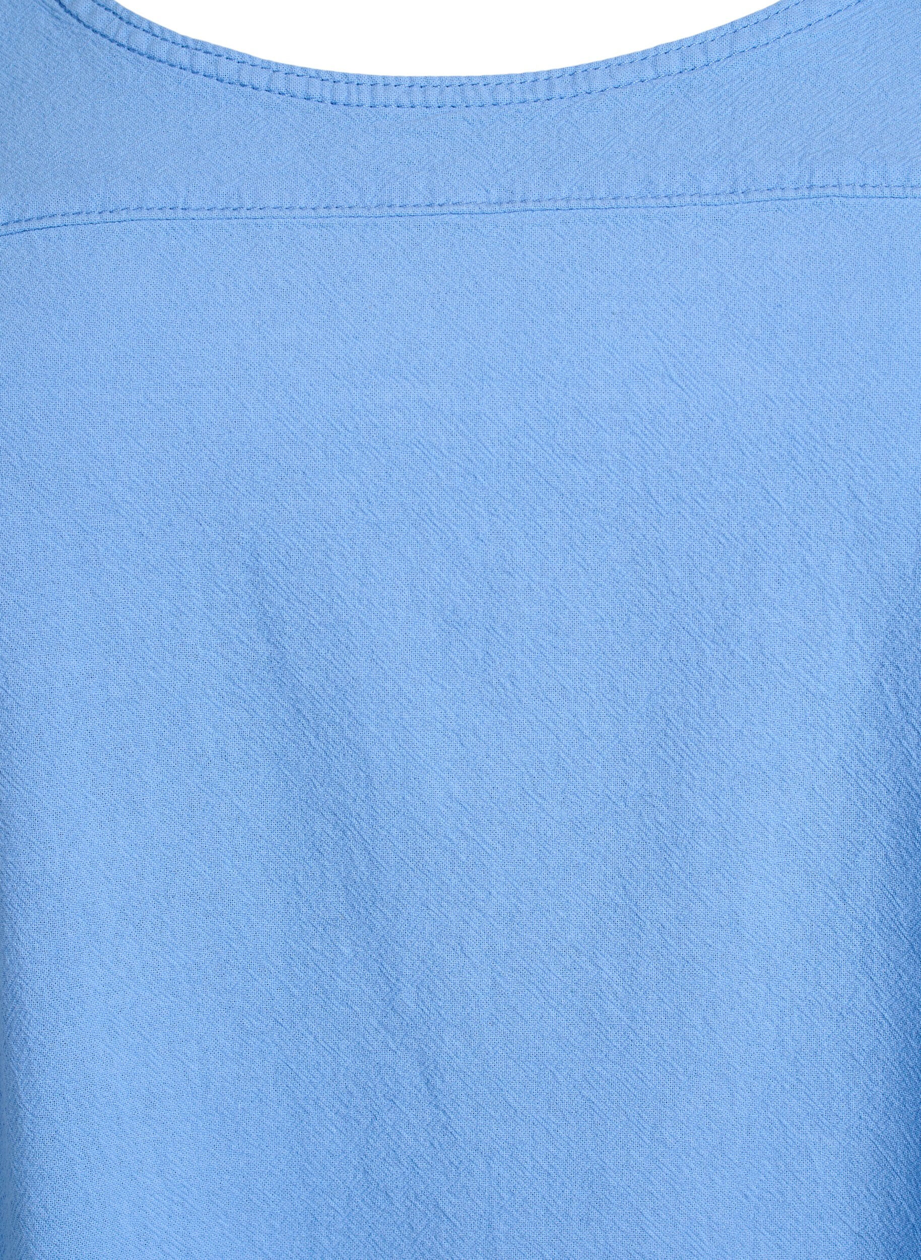 Zizzi Baumwollkleid mit kurzen &Auml;rmeln, Blau, Packshot image number 2