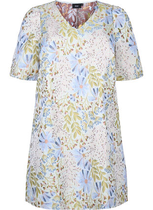 Kleid aus Jacquardgewebe mit halblangen Ärmeln, Wild Flower AOP, Packshot image number 0