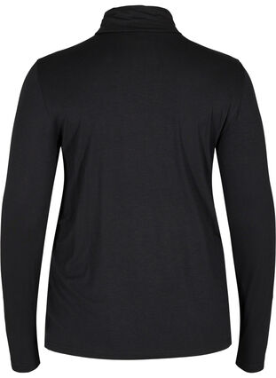 Viskose-Bluse mit hohem Hals, Black, Packshot image number 1