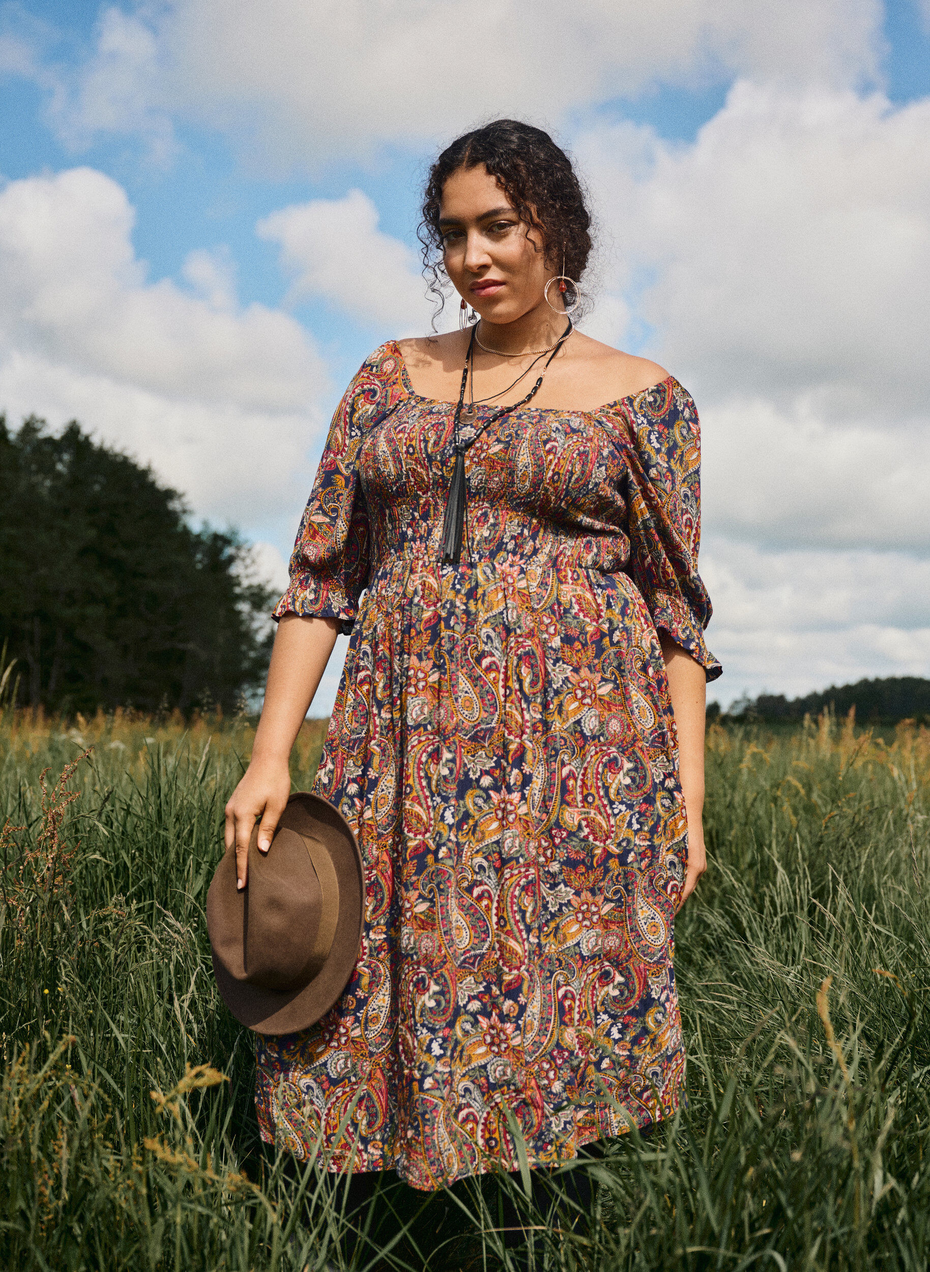 Zizzi Sommerkleid aus Viskose mit Paisleymuster, Blau, Image image number 0