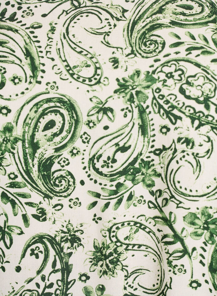 Kurz&auml;rmelige Bluse aus Viskose mit Print, Gr&uuml;n, Packshot image number 2