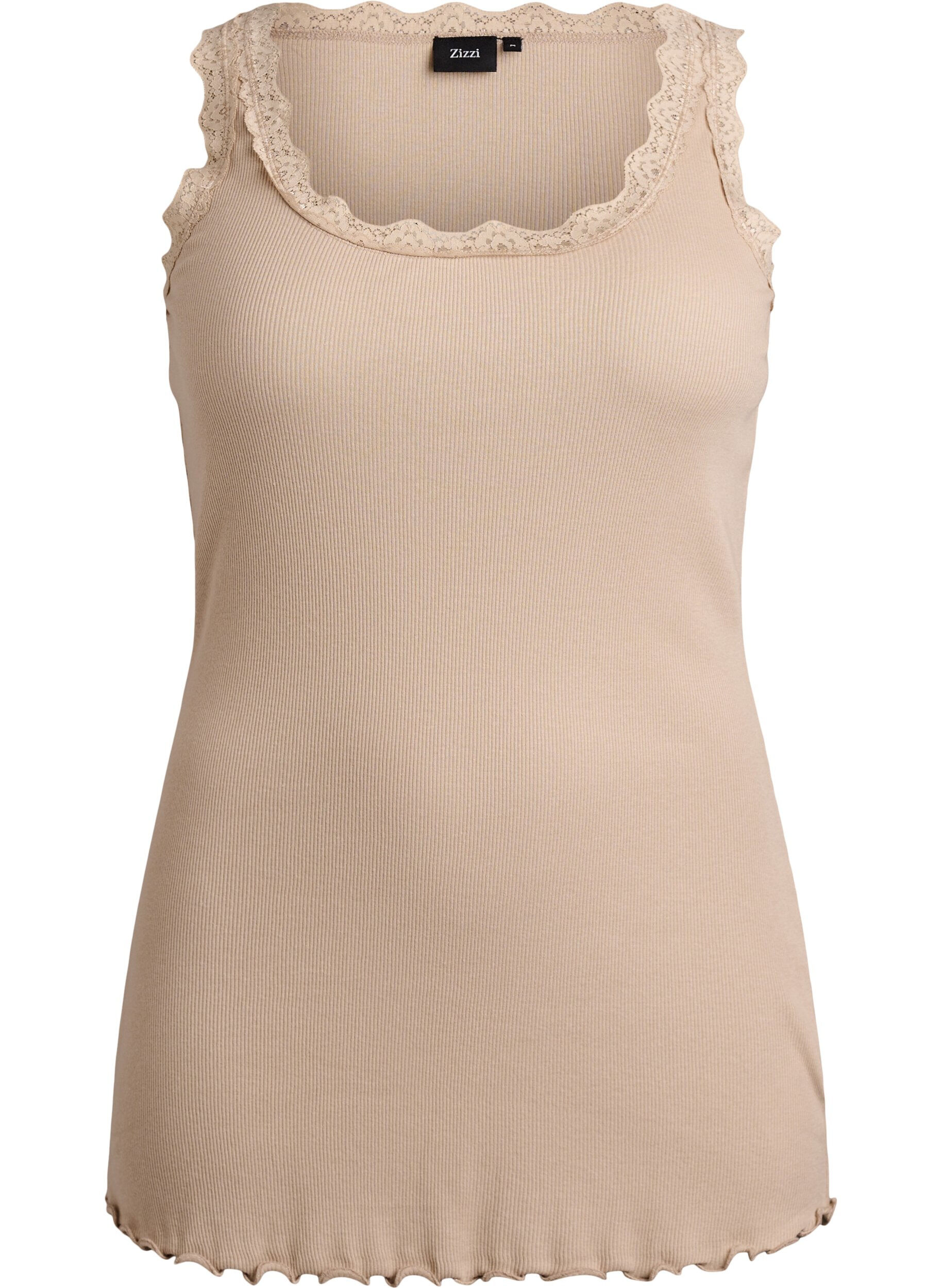 Zizzi Spitzentop, Beige, Packshot image number 0