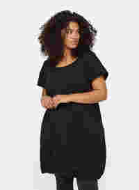 Kurzarm Kleid aus Baumwolle, Black, Model