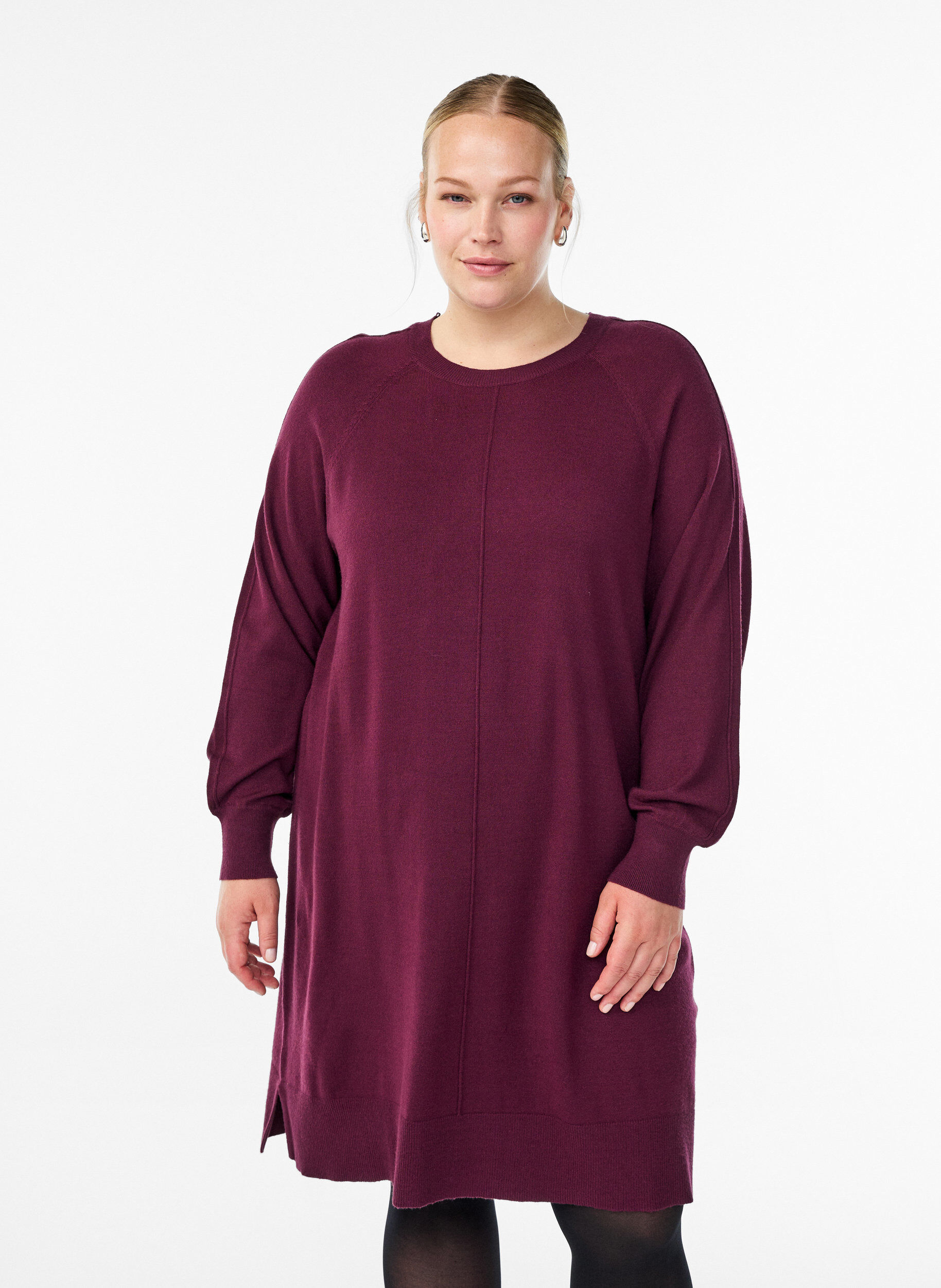 ZizziStrickkleid mit Raglan&auml;rmeln und Mittelnaht, Rot, Model image number 0