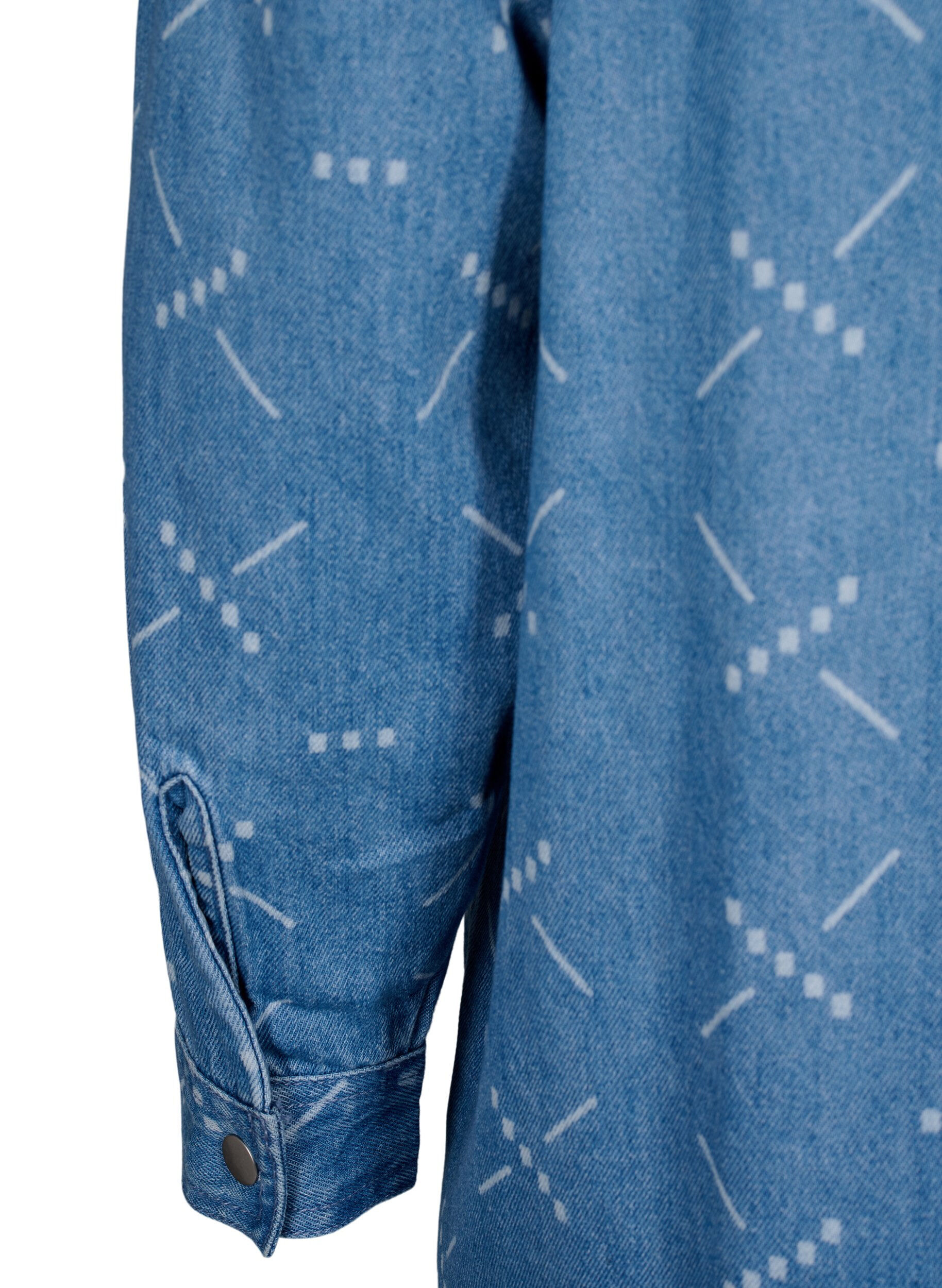 Zizzi Locker sitzende Denim-Jacke mit Muster, Light blue denim, Packshot image number 3