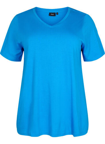 Kurzärmeliges T-Shirt mit A-Linie, French Blue, Packshot image number 0