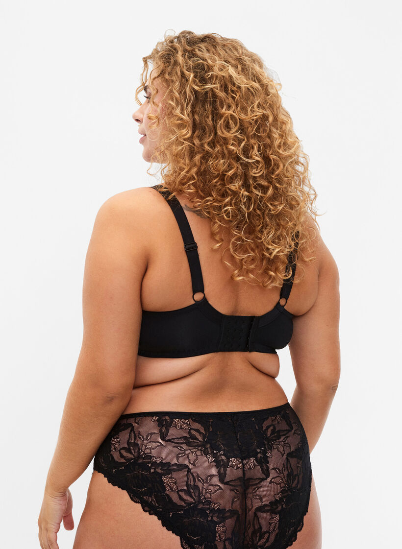 Gepolsterter BH mit Spitze und Schnürung, Black, Model image number 1