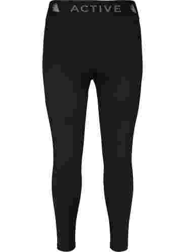 Gekürzte Fitness-Leggings mit Textdruck, Black, Packshot image number 1