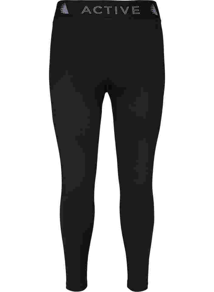Gekürzte Fitness-Leggings mit Textdruck, Black, Packshot image number 1