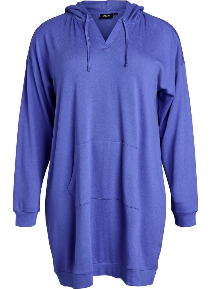 Kurzes Hoodie-Kleid mit K&auml;ngurutasche, Blau, Packshot image number 0
