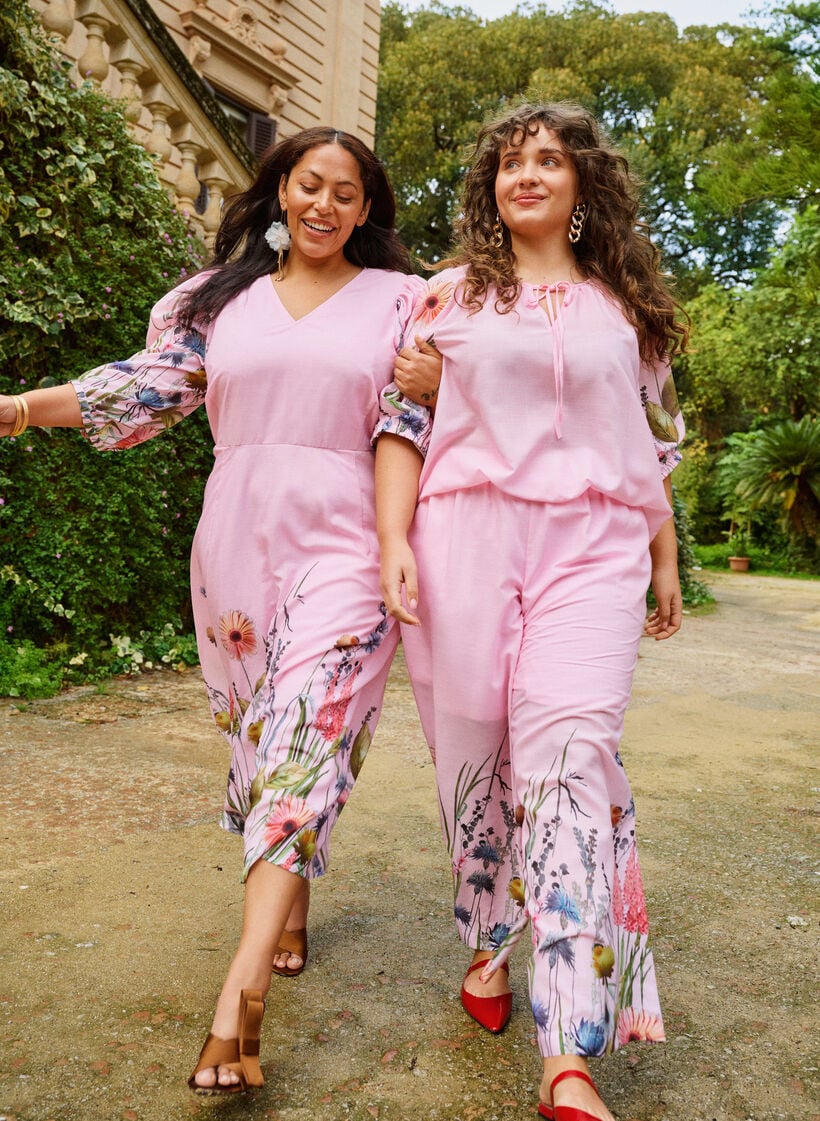 Gebl&uuml;mtes Midikleid mit Empire-Taille, Pink, Image image number 0