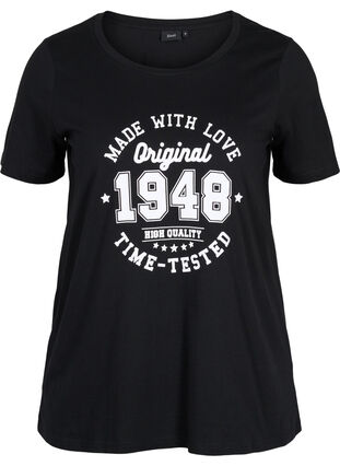 T-Shirt aus Bio-Baumwolle mit Printdetails, Black, Packshot image number 0