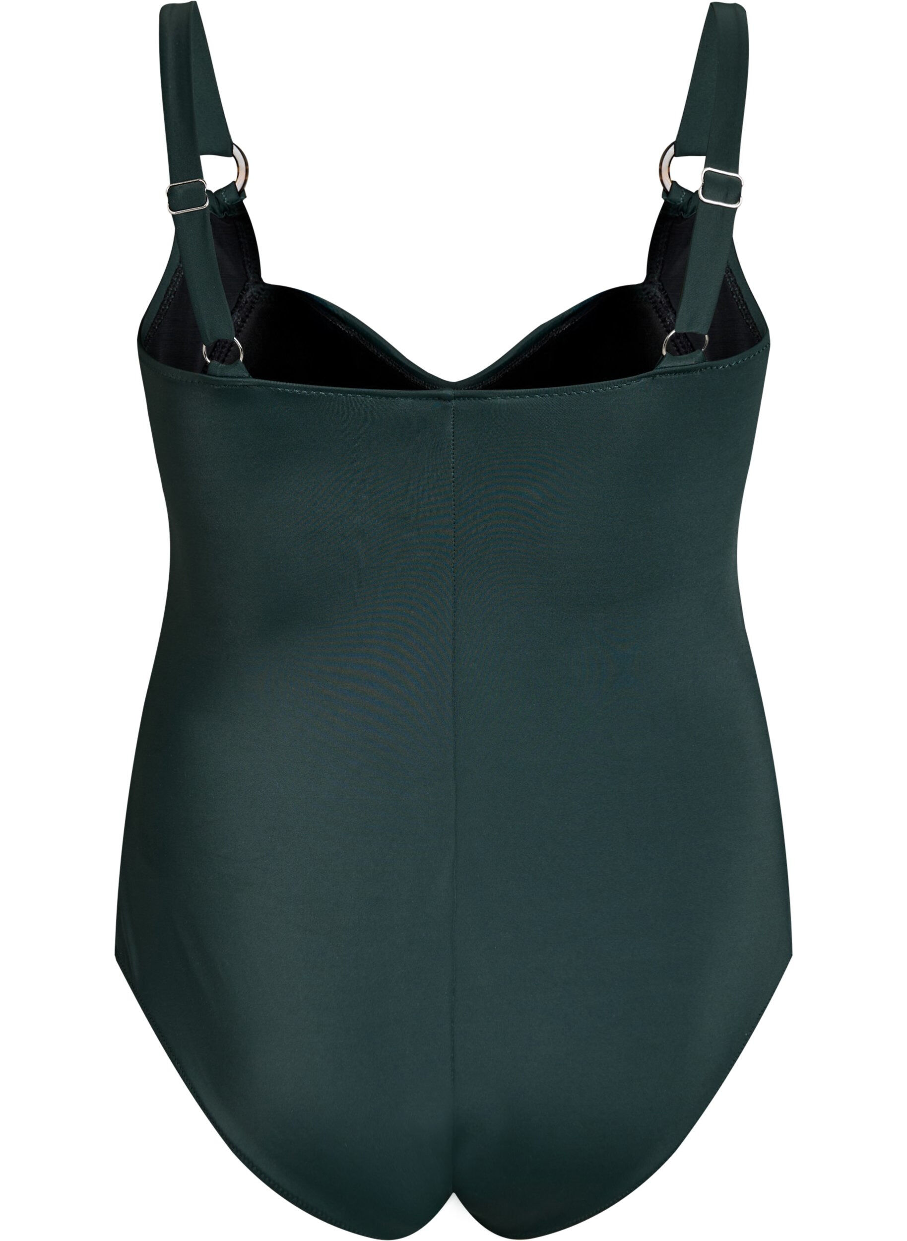 Zizzi Wattierter Badeanzug mit Drapierung, Gr&uuml;n, Packshot image number 1