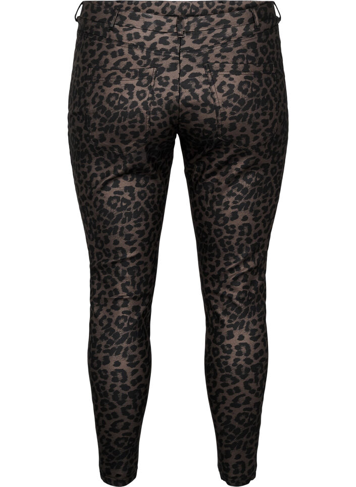Beschichtete Leggings mit Leopardenmuster und verkürzter Länge, Braun, Packshot image number 1