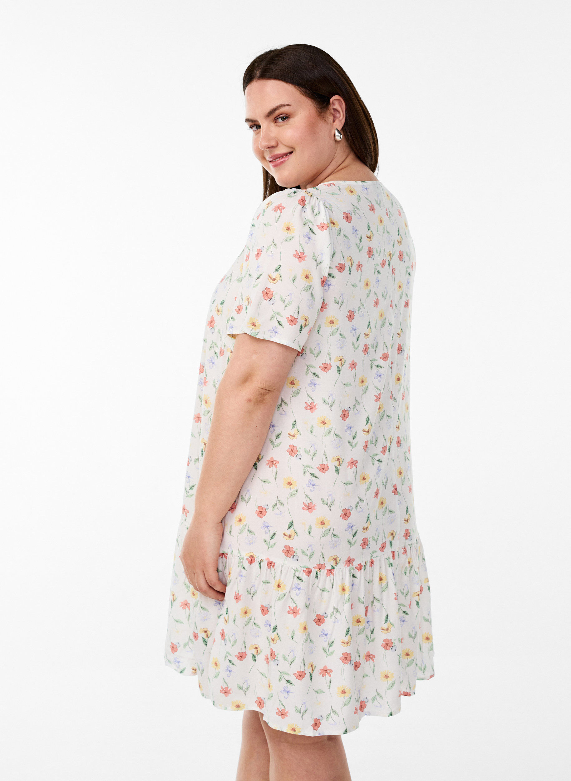 Zizzi FLASH &ndash; Kleid aus Viskose mit Schnittlinie, Wei&szlig;, Model image number 2