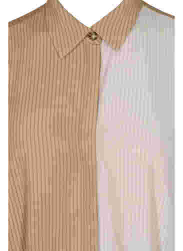 Hemdkleid aus Viskose mit 3/4-Ärmeln und Colour-Block, Praline, Packshot image number 2