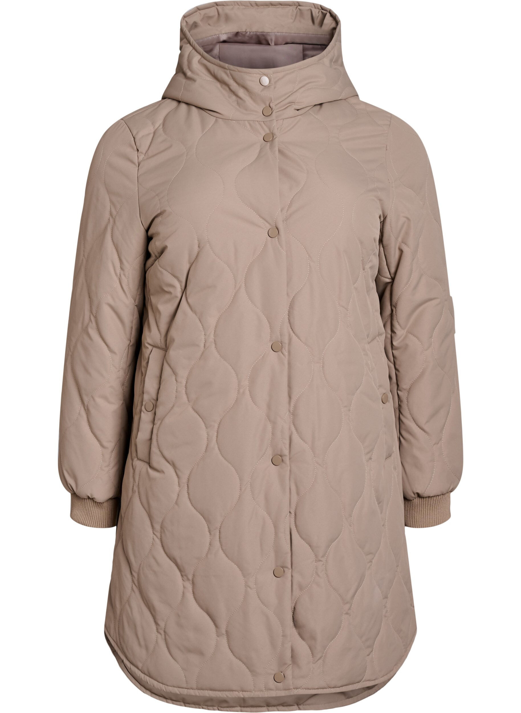 Mittellange Steppjacke mit Kapuze