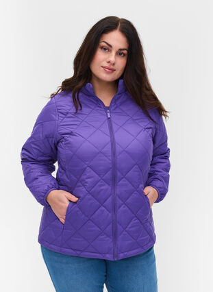 Gesteppte Leichtgewichtsjacke mit Reißverschluss und Taschen, Ultra Violet, Model image number 0