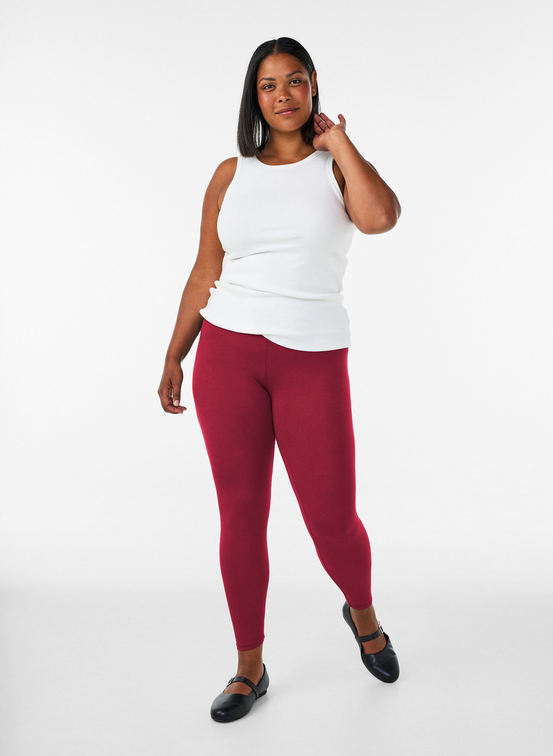 ZizziBasic-Leggings aus Viskose, Rot, Model image number 1