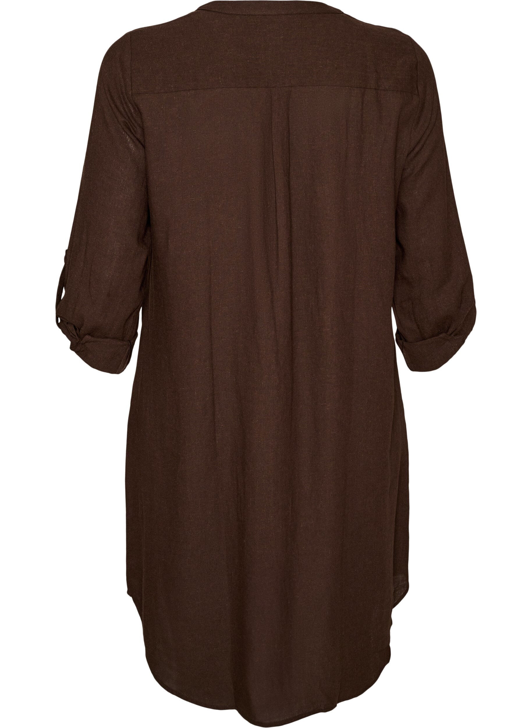 ZizziLange Bluse aus Leinen und Viskose, Braun, Packshot image number 1