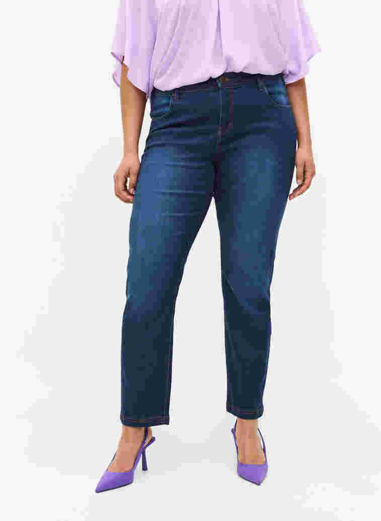 Slim Fit Emily Jeans mit normaler Taille, Blue denim, Model image number 3
